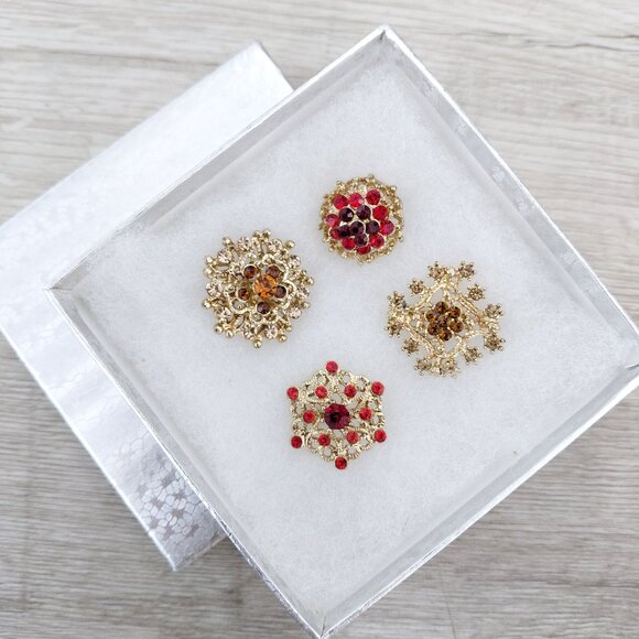 Rounded Gold Brooch Set of 4 - Picture 1 of 7